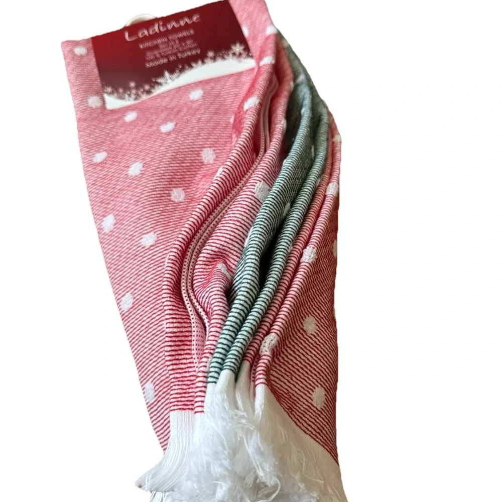Christmas Ladinne Kitchen Towels Set Of 3 Oversized 20”x30” 100% Turkish Cotton